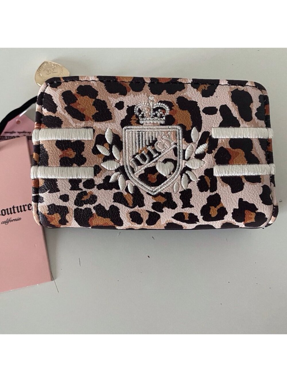 Juicy Couture Leopard Print Prep School Wallet W/Heart Charm NEW
